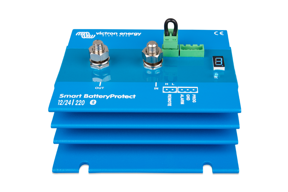 Blue Victron Energy Smart BatteryProtect device on a white background