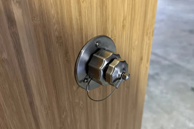 Stainless steel pressure fill inlet for cleaner no-spill water filling