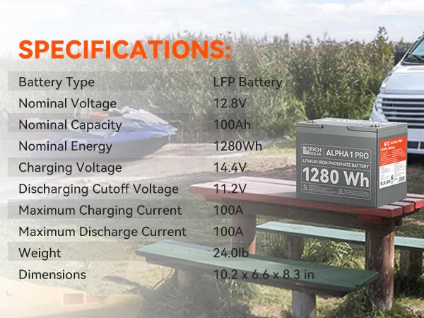 ALPHA 1 PRO 12V 100Ah LiFePO4 Battery | UL Certified