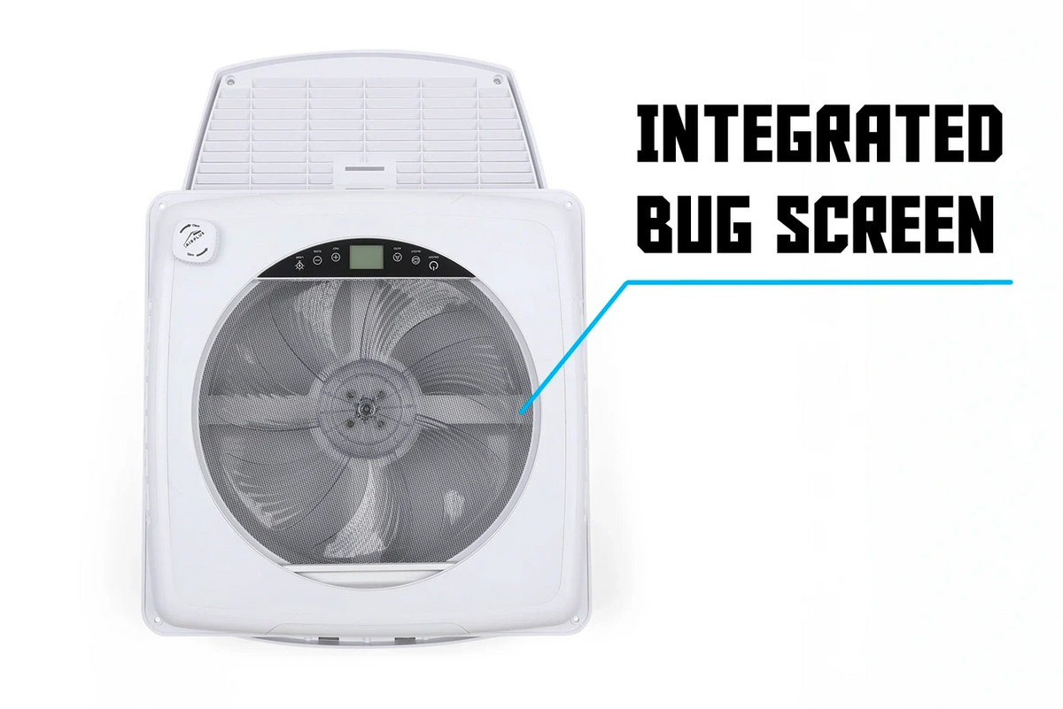 AirPlus 12V Brushless Roof Fan with Remote, LED, Blackout Shade & Bug Screen