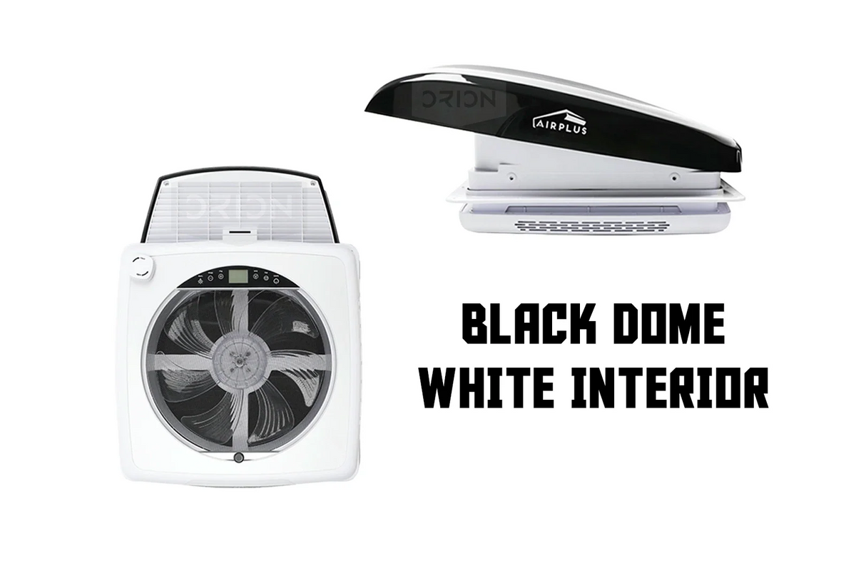 AirPlus roof fan with black dome and white interior shroud
