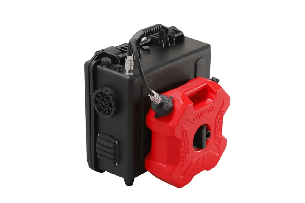 Black Velit portable gas heater with detachable gas can