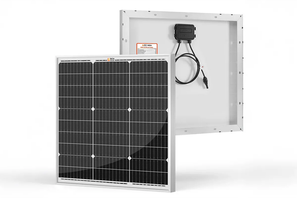 Solar panel with mounting bracket on a white background