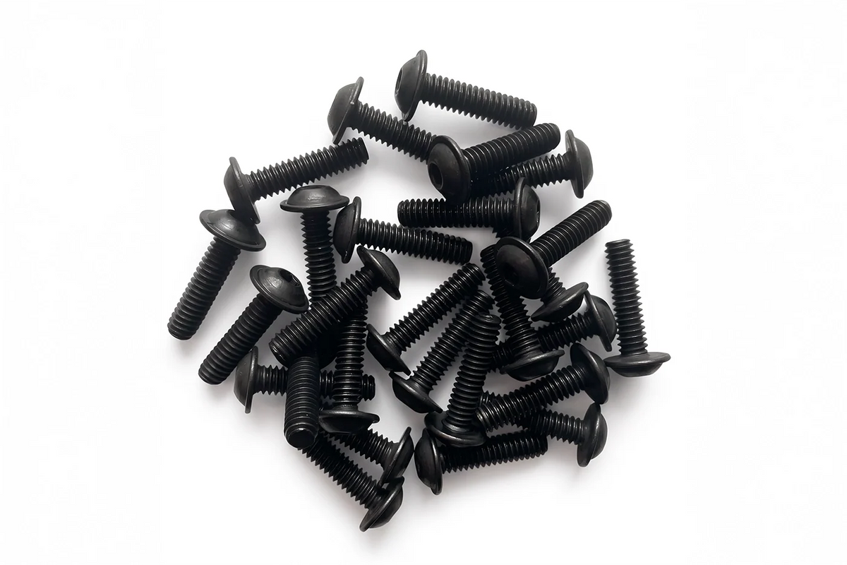 1/4-20 Flanged Button Head Socket Screws - Black 316 Stainless Steel (26-Pack, 5 Lengths: 3/8 in to 1 in)