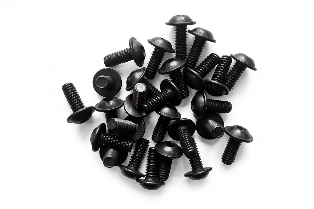 1/4-20 Flanged Button Head Socket Screws - Black 316 Stainless Steel (26-Pack, 5 Lengths: 3/8 in to 1 in)