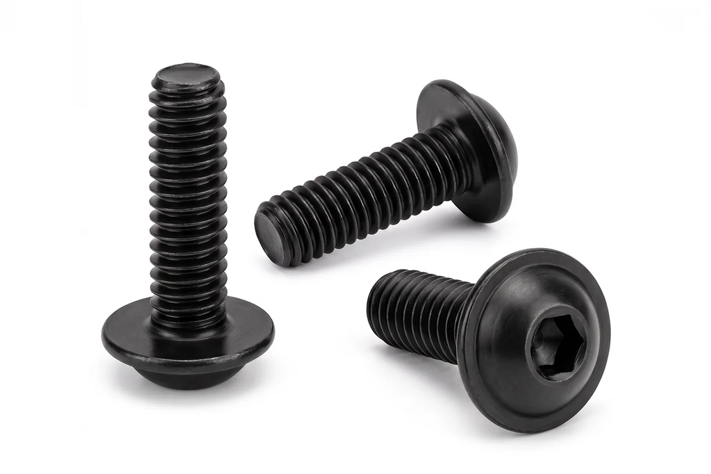 1/4-20 Flanged Button Head Socket Screws - Black 316 Stainless Steel (26-Pack, 5 Lengths: 3/8 in to 1 in)