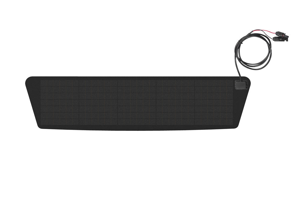 30w hood solar panel for ram promaster - Black solar panel with a cable on a white background