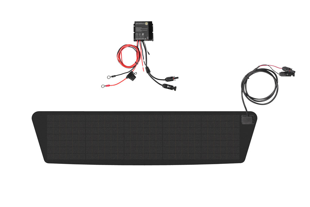 Solar panel with wiring and mppt on a white background