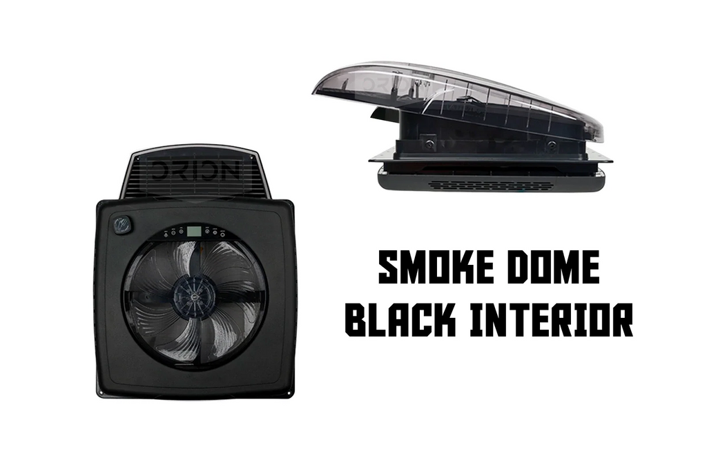 AirPlus roof fan with smoke transparent dome and black interior shroud