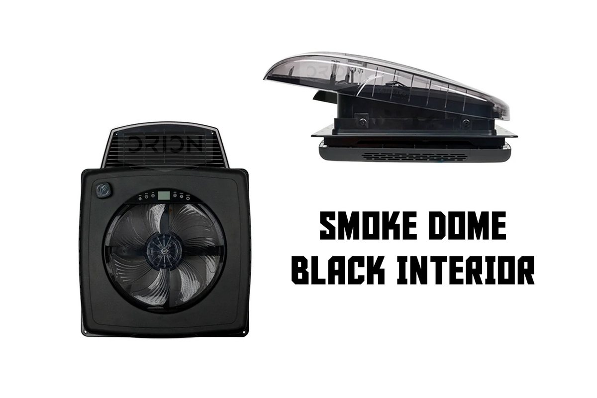 AirPlus roof fan with smoke transparent dome and black interior shroud