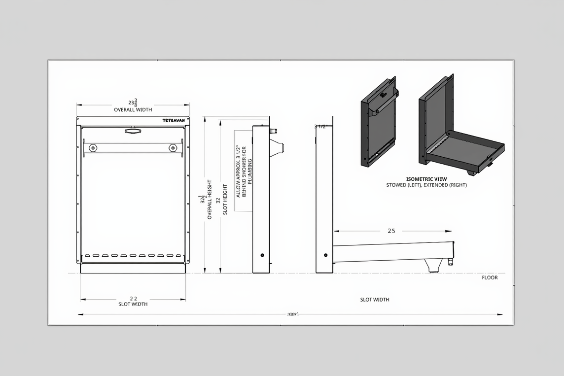 Tetravan Folding Shower 2.1 with Magnetic Curtain