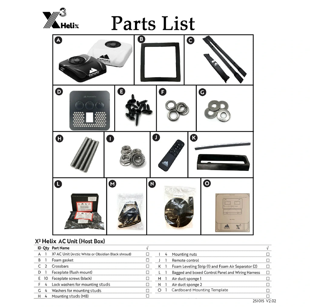 Nomadic X3 Helix 12V/48V DC Rooftop Air Conditioner