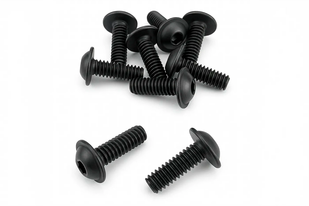 1/4-20 Flanged Button Head Socket Screws - Black 316 Stainless Steel (26-Pack, 5 Lengths: 3/8 in to 1 in)