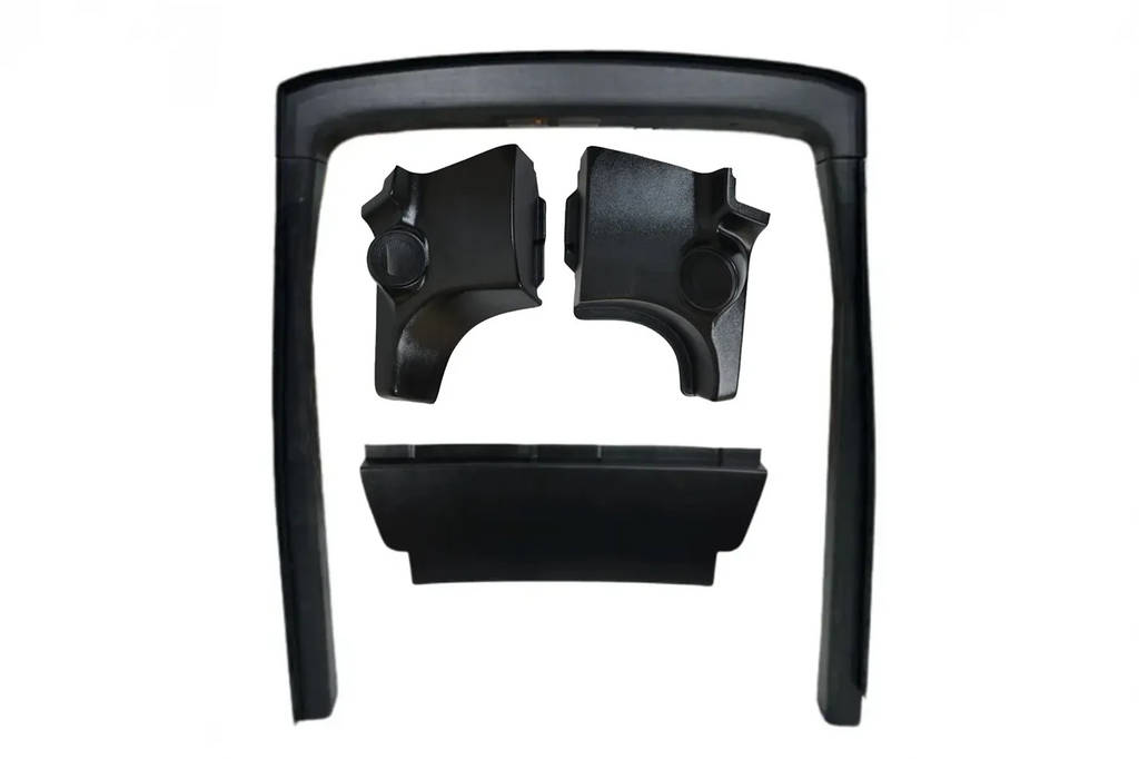 Alt text: Ford Transit High Roof full interior trim kit, all parts laid out on white background with speakers