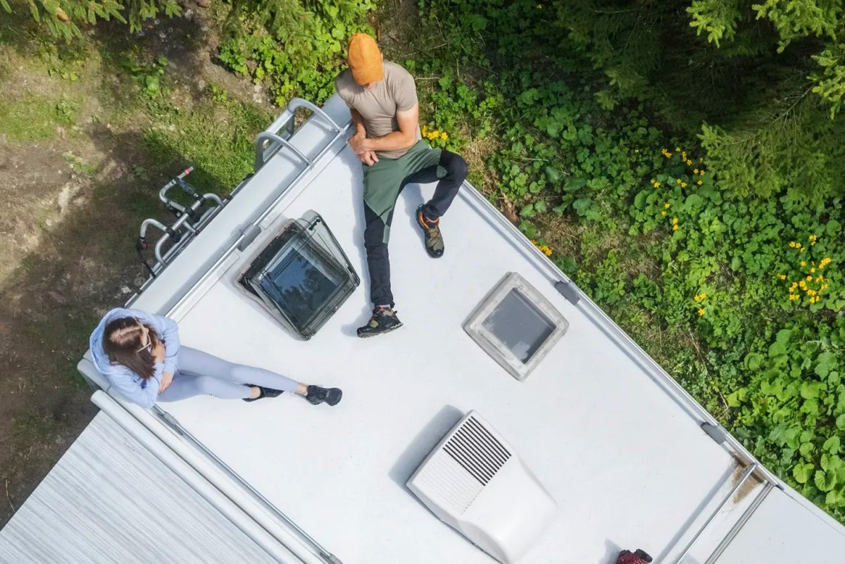 NomadicArk 450 x 400 Van and RV Skylight Roof Hatch with LED Lights, Blind, and Bug Screen