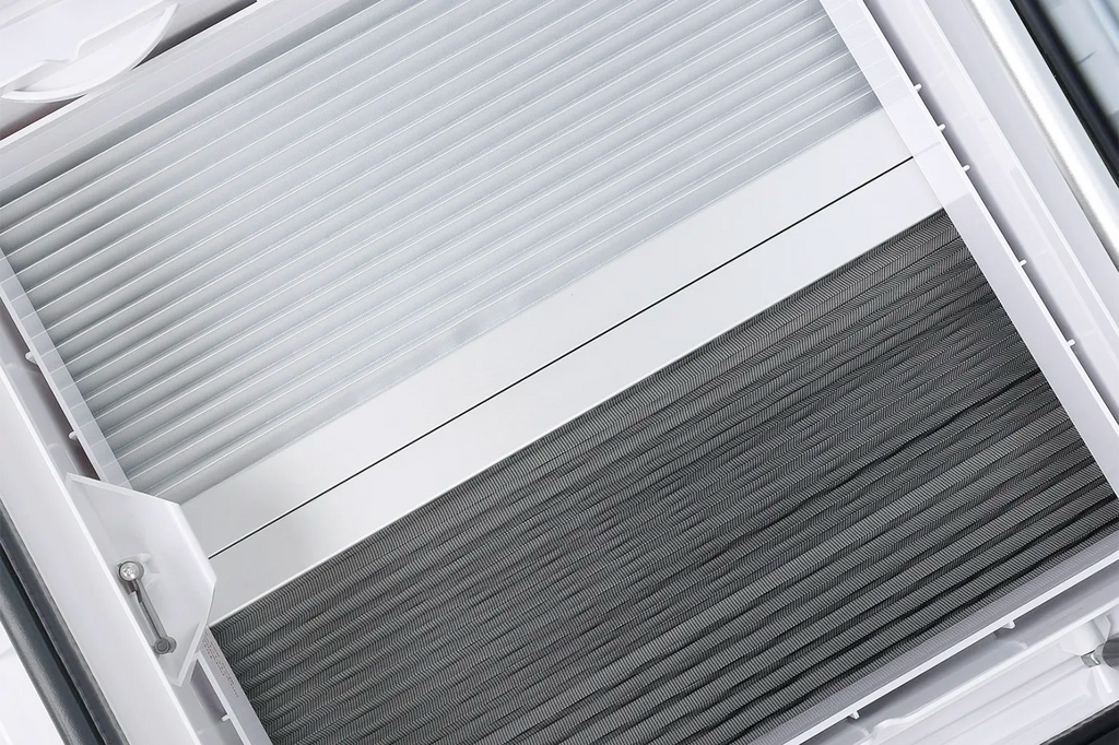 NomadicArk 450 x 400 Van and RV Skylight Roof Hatch with LED Lights, Blind, and Bug Screen