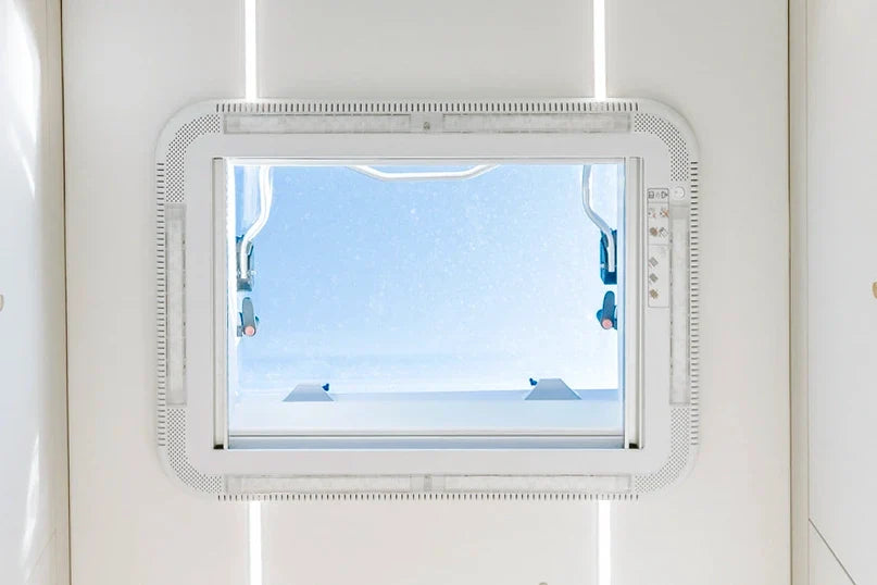 NomadicArk 700 x 500 skylight installed in the roof of RV