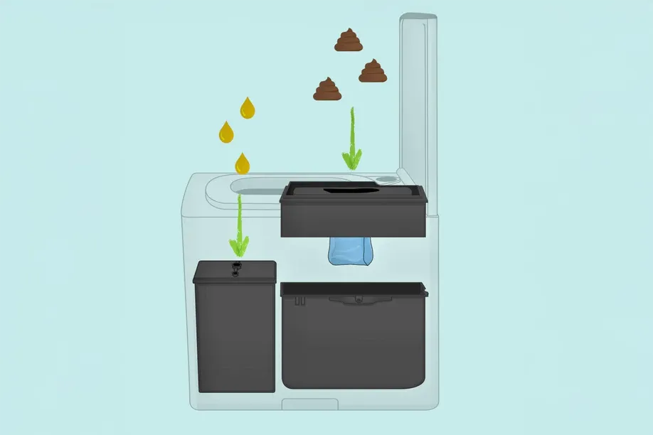 CompoCloset S1 Dry Flush Sealing Toilet with Urine Diverter