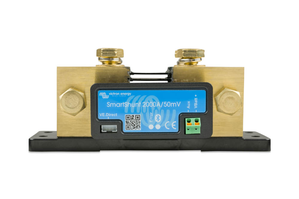 Electrical measurement device with digital display and brass connectors on a white background